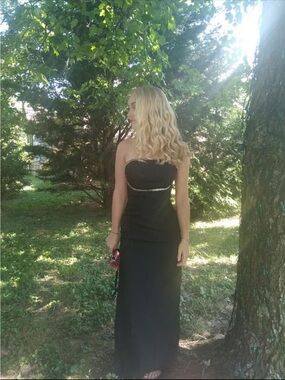 Panoply Black Strapless Prom Gown with Choker Accent
